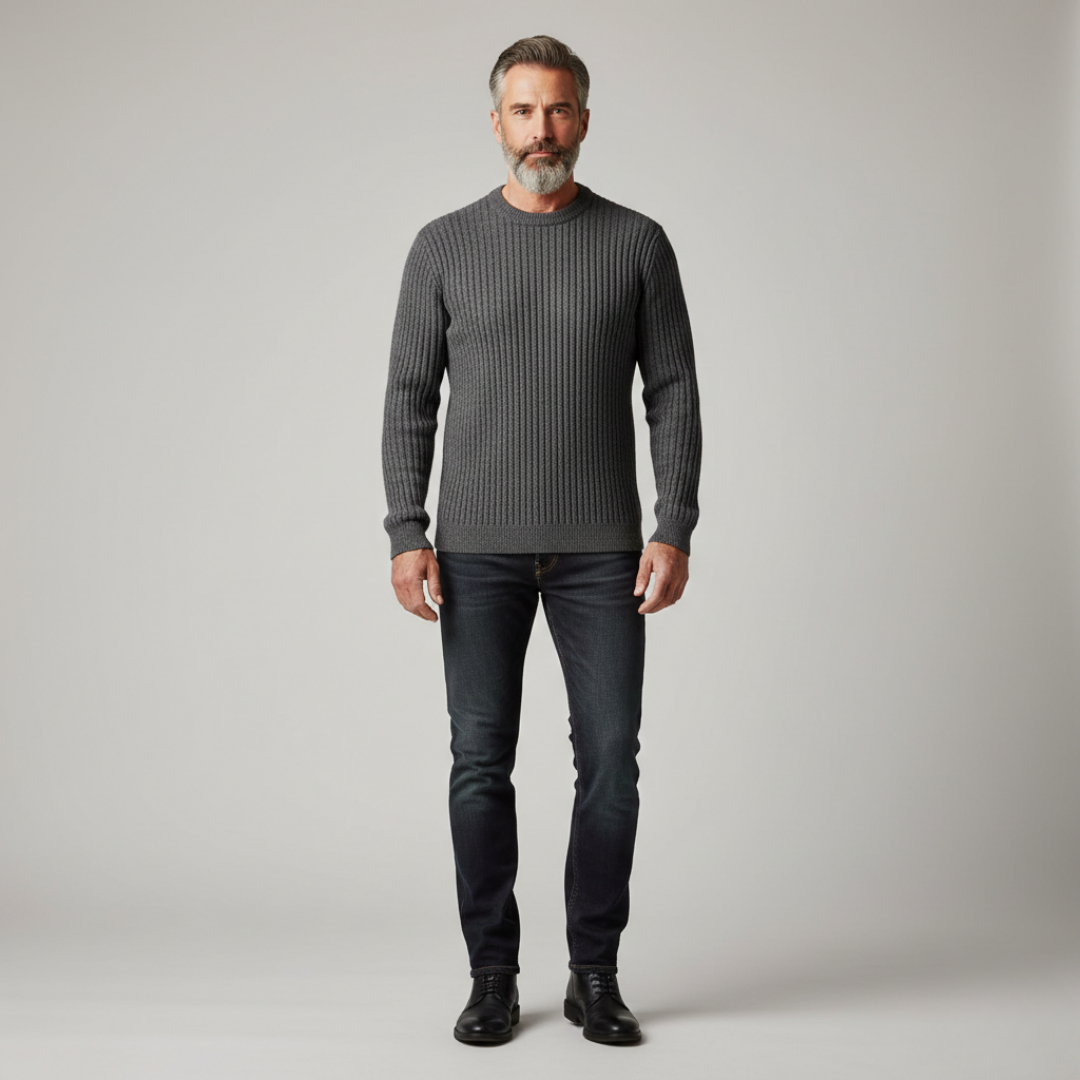 Grant - Vertical Ribbed Crewneck Sweater