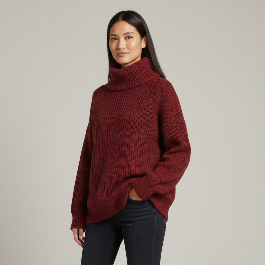 Scalett - Cozy Oversized Turtleneck Knit Sweater