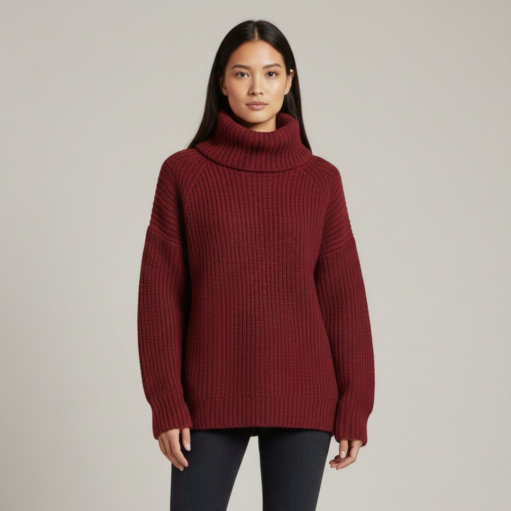 Scalett - Cozy Oversized Turtleneck Knit Sweater