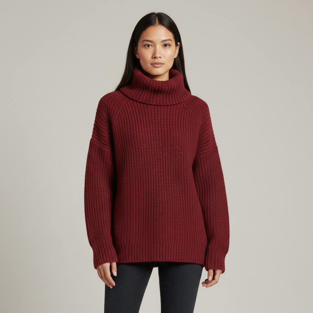 Scalett - Cozy Oversized Turtleneck Knit Sweater