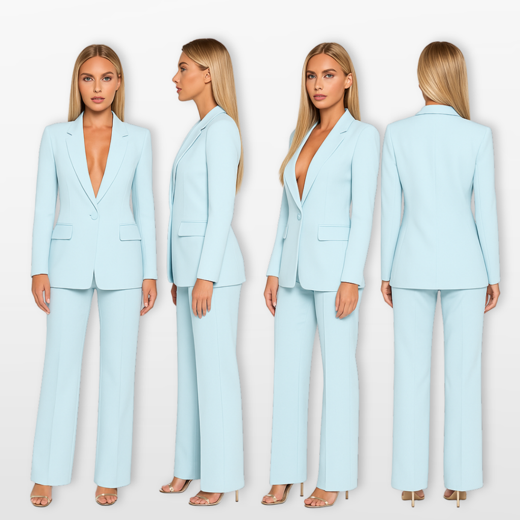 Women Structured Blazer Wide Leg Suit Set
